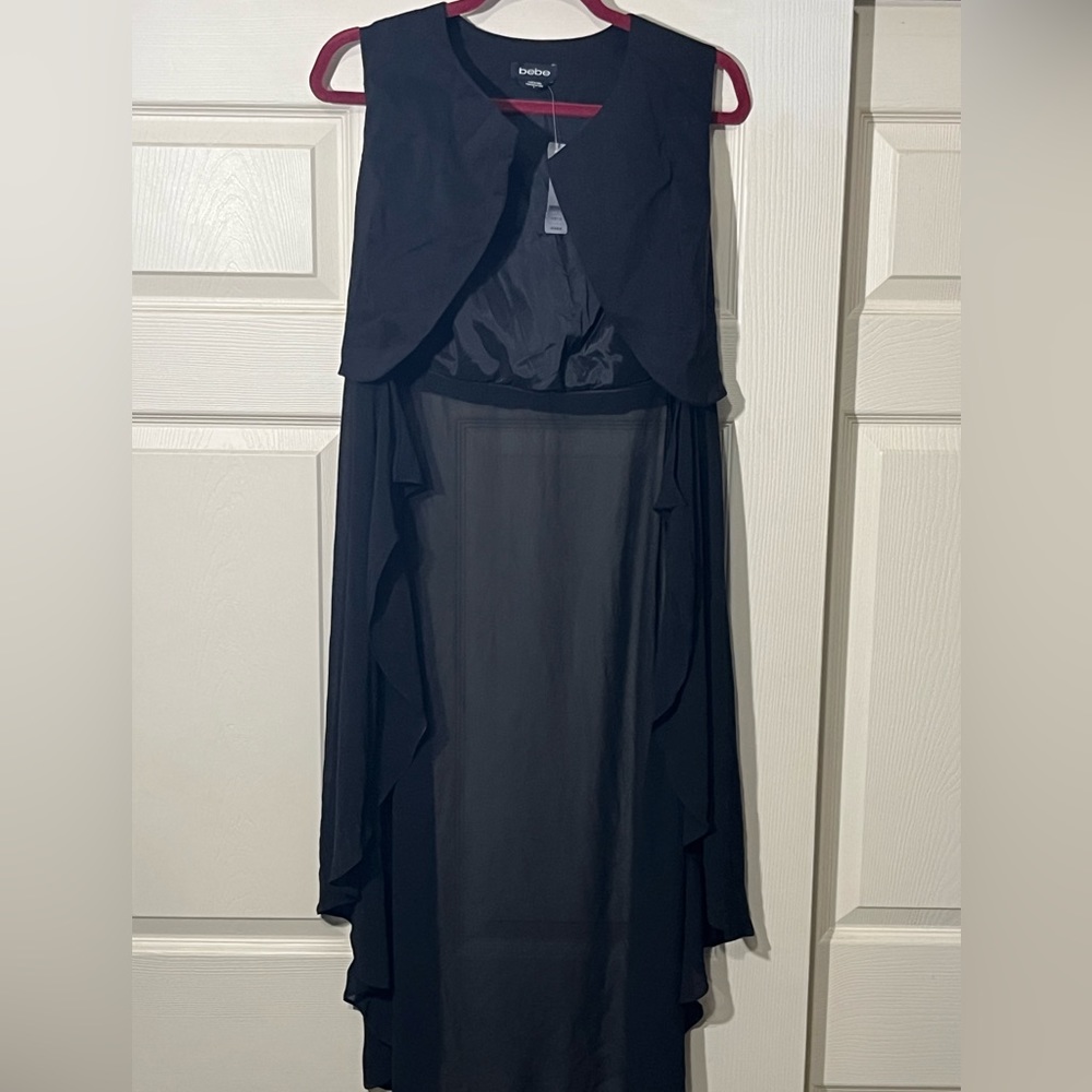 Bebe Lauren Linen & Chiffon Vest.  Color-Black.  Size-0.  New with Tags.